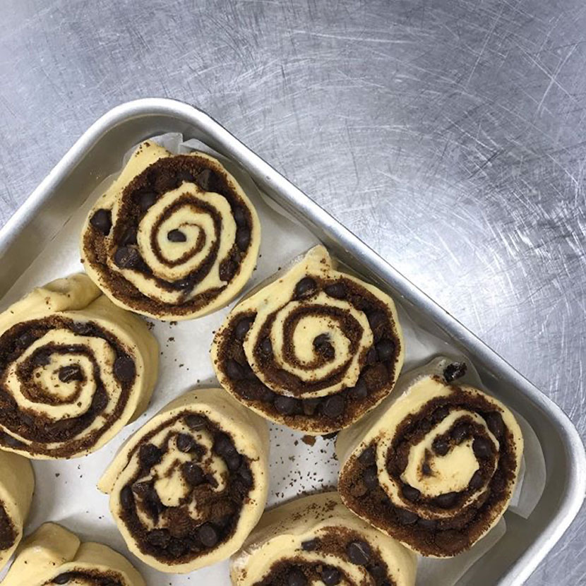 Chelsea buns ready to go in the oven