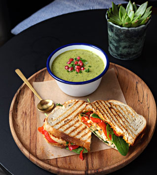 Healthy sandwich and soup.